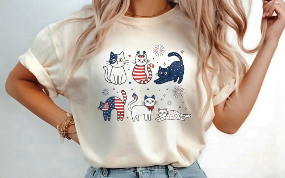 Download Funny Cat USA Flag 4th of July Shirt PNG - Shirt Collection