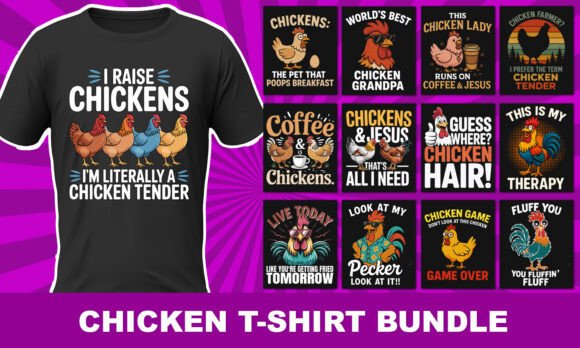 Download Chicken T-Shirt Bundle Design Design - Shirt Collection