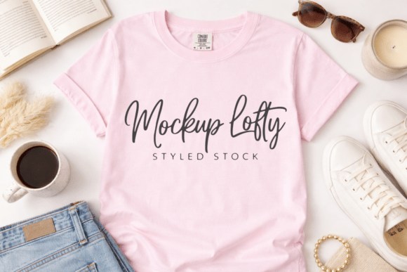 Download C1717 Blossom Flat Lay T-shirt Mockup - Shirt Collection