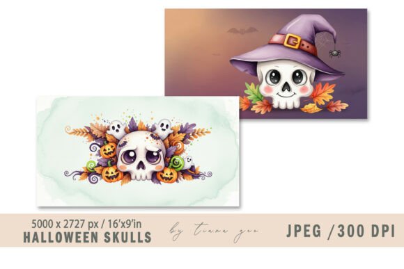 Download Watercolor Halloween Skull Illustrations - Illustration Collection